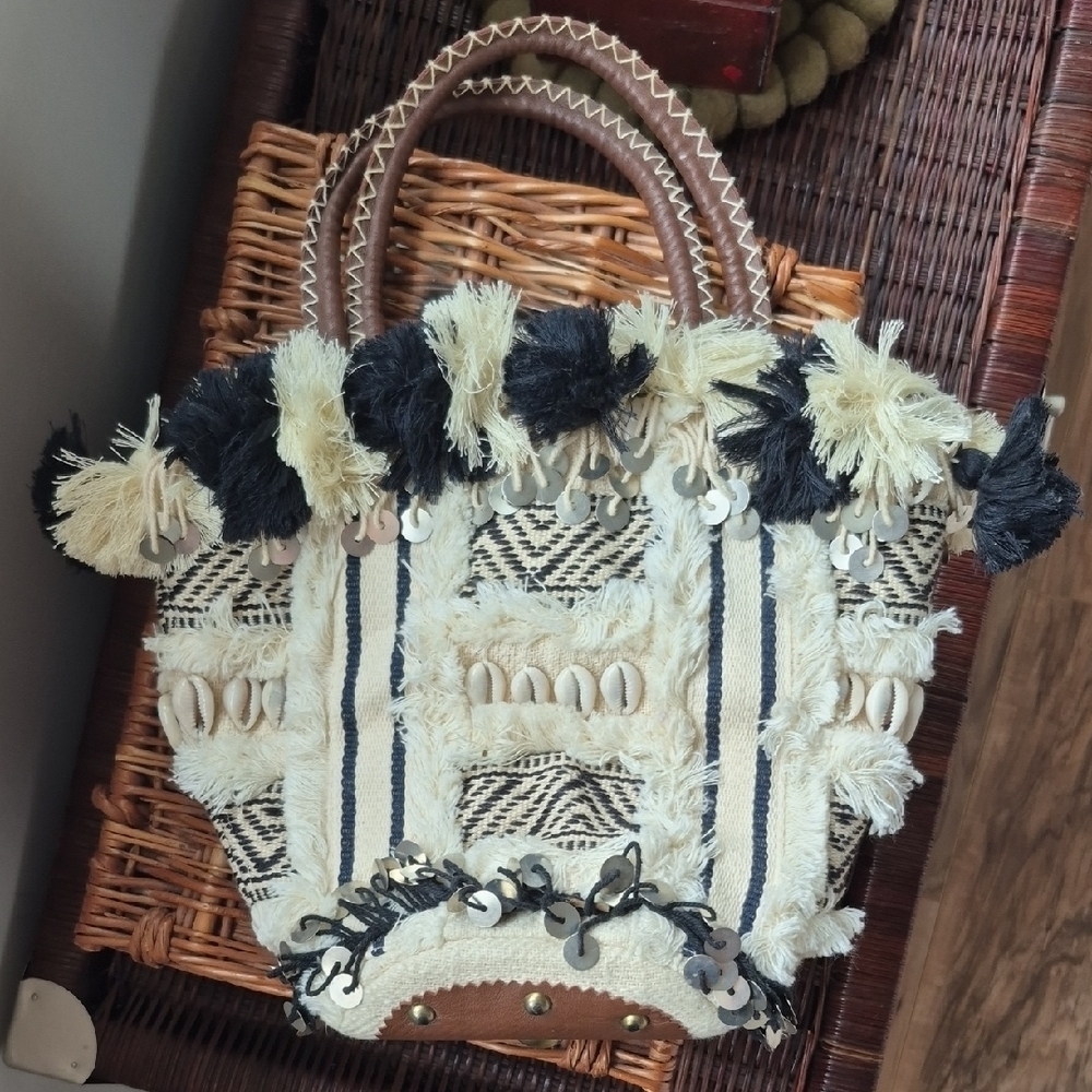 Figue San Filipe Mini Tuk Tuk Bohemian Fringe Tote Bag